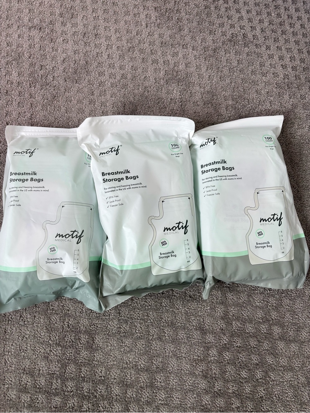 Motif breast milk storage bags